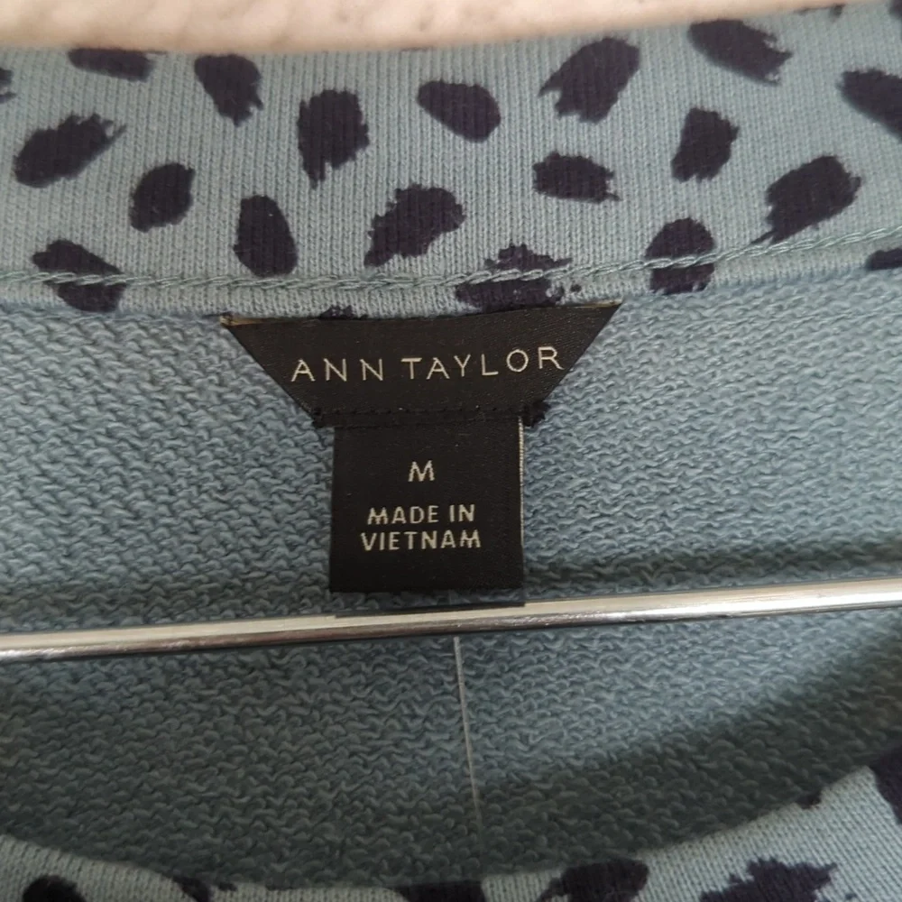 Ann‎ Taylor Women's Blue Patterned Business Long Sleeve Midi Dress Size M